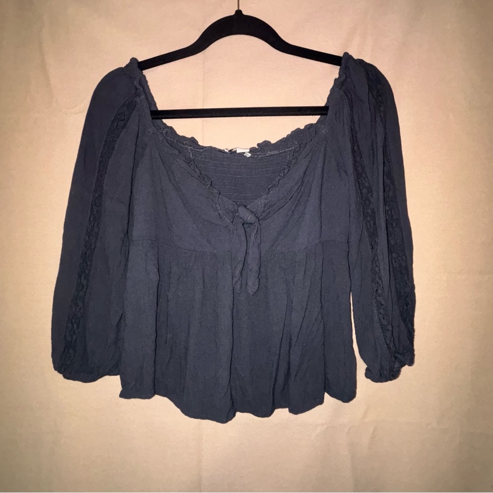 American Eagle Outfitters Blue Puff Sleeve Blouse, Size Small
